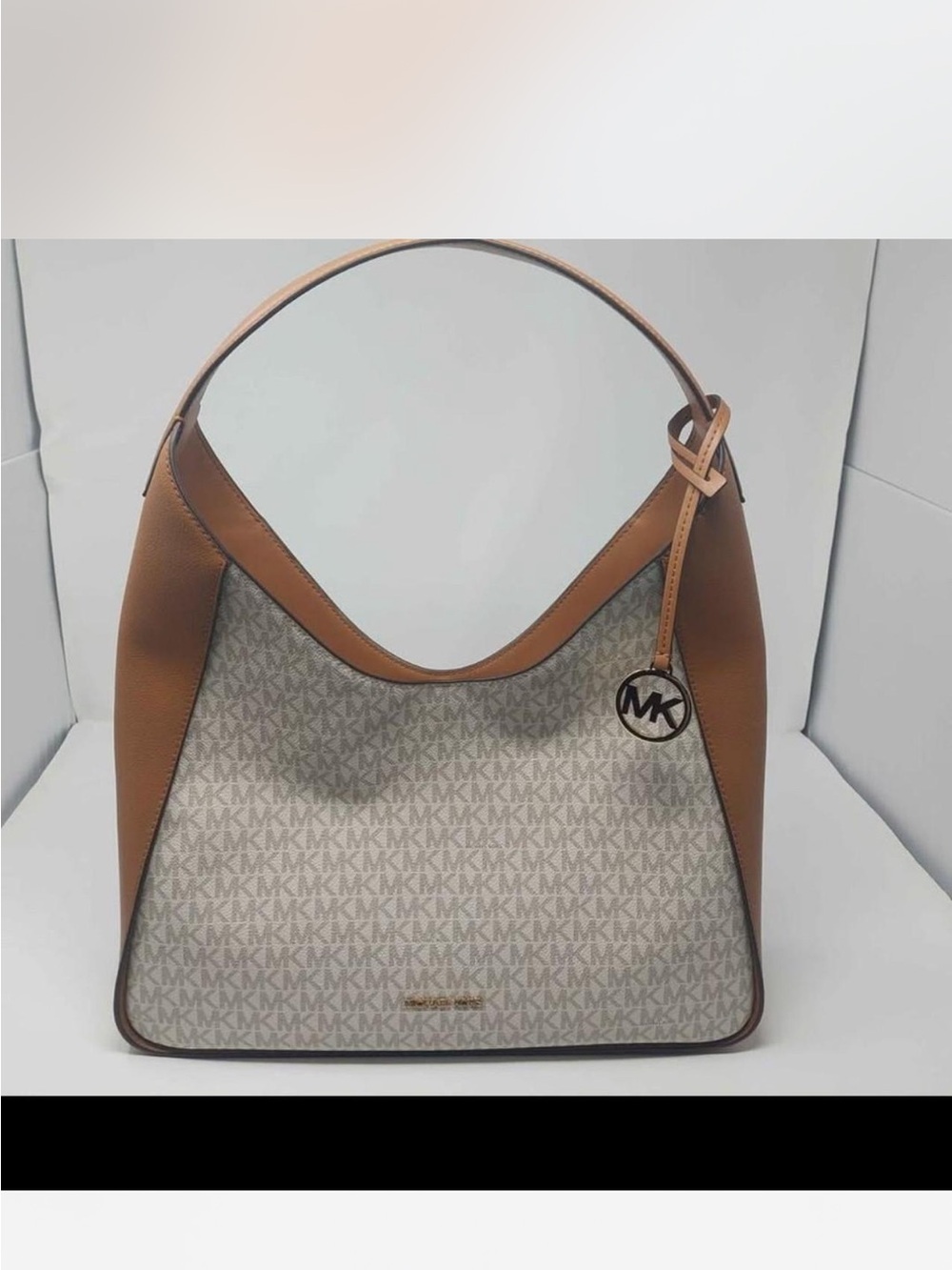 Michael Kors Vanilla Signature Canvas Hobo with Brown Trim